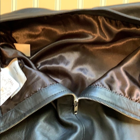 HOST PIC FREE PEOPLE LAMB LEATHER CASCADING RUFFLED FRONT BLACK MINISKIRT SIZE 4 - Picture 14 of 16